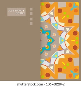 Artistic universal card template. Abstract hand drawn doodle background. Design for poster,card, invitation,cover. Colorful geometric pattern. Tribal ethnic ornament. Vector Modern art, trendy texture