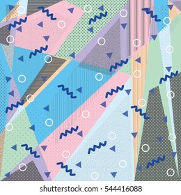 Artistic universal card. Wedding, anniversary, birthday, holiday, party. Design for poster, card, invitation. Memphis style. Vector