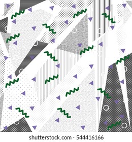 Artistic universal card. Wedding, anniversary, birthday, holiday, party. Design for poster, card, invitation. Memphis style. Vector