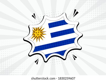 Artistic Uruguay country comic flag illustration. Abstract flag speech bubble pop art vector background