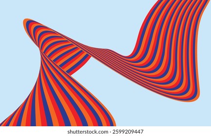 The artistic vector background presents a colorful warp line pattern, generating a wave illusion that enhances depth, energy, and modern aesthetic appeal beautifully.

