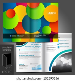 Artistic vector brochure template design with color round elements. EPS 10