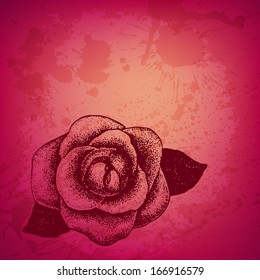 Artistic vector card with ink style roses