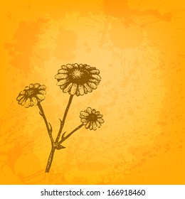 Artistic vector card with ink style flower