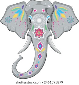 Artistic vector of a decorated elephant in vibrant colors