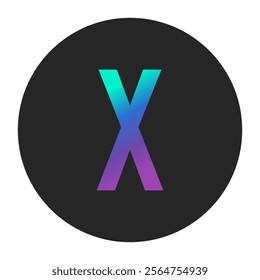 Artistic vector design of the letter X with a dynamic gradient effect. Enclosed in a sleek circle, making it versatile for logos, branding, and unique graphics.