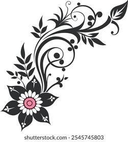 Esquinas florales del Vector artístico con el fondo blanco