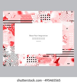 Artistic vector greeting card design. Colorful frame pattern texture, abstract template background for leaflet cover presentation, poster, invitation, placard, brochure, flyer, report, stationary