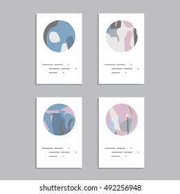 Artistic vector greeting cards design set. Colorful frame pattern texture, abstract template background for leaflet cover presentation, poster, invitation, placard, brochure, flyer, report, stationary