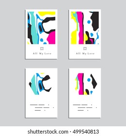 Conjunto de design de cartões artísticos vetoriais. Textura de padrão de quadro colorido, fundo de modelo abstrato para apresentação de capa de folheto, cartaz, convite, cartaz, brochura, folheto, relatório, estacionário