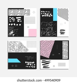Artistic vector greeting cards design set. Colorful frame pattern texture, abstract template background for leaflet cover presentation, poster, invitation, placard, brochure, flyer, report, stationary