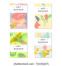 Artistic vector greeting cards design set. Colorful frame pattern texture, abstract template background for leaflet cover presentation, poster, invitation, placard, brochure, flyer, report, stationary