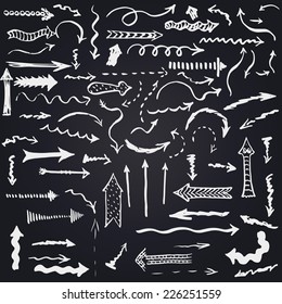 Artistic vector hand drawn doodle arrows, large set - more than 70 sketched arrows for your presentation, web and interface design.
