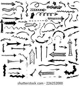 Artistic vector hand drawn sketched arrows, more than 70 doodle  arrows set for business presentation, web and interface design etc.