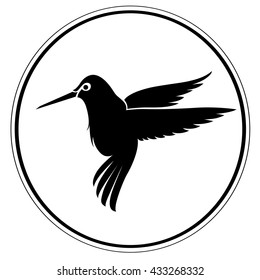 Artistic vector humming bird on round frame background. Clean, simple, good for logo design