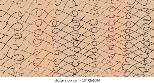 Ilustración vectorial artística - abstracción en forma de ocho o infinidades sobre un fondo beige. Dibujado en tiza o carbón vegetal