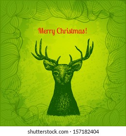 Artistic vector illustration. Christmas deer