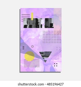 Artistic vector illustration collage with different textures and shapes. Colorful modern graphic design, creative background, artwork for poster, card, invitation, placard, brochure, flyer and banner