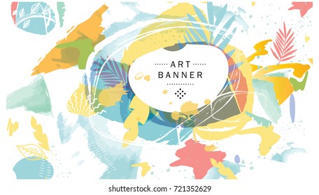 Artistic vector illustration collage with different textures and shapes. Colorful modern graphic design, creative background, artwork for poster, card, invitation, placard, brochure, flyer and banner