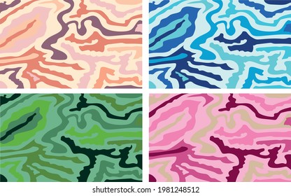 Ilustración vectorial artística - colección de abstracciones modernas. Hecho en colores diferentes. Se puede utilizar como fondo
