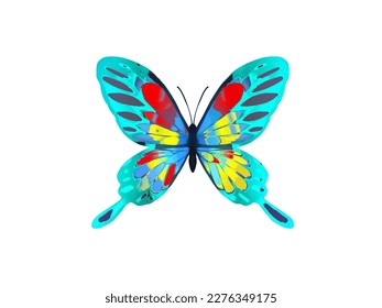 Ilustración vectorial artística de mariposas coloreadas con diversos esquemas de color para fondos, plantillas de logotipo y anuncios