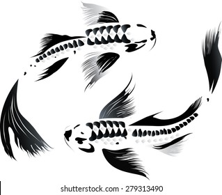 Artistic vector illustration of koi carps couple in water