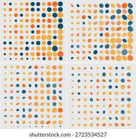 Conjunto de Ilustración vectorial artística de círculos y polígonos coloridos. Patrón decorativo vibrante con diferentes tamaños y Formas para proyectos de marca creativa y Diseño gráfico contemporáneo.