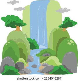 an artistic vector illustration of a waterfall