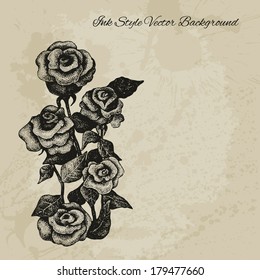 Artistic vector ink style flower background for Your design