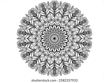 An artistic vector Mandala design with geometric and floral elements, ideal for vector Mandala designs, printable poster designs, and vector Mandala art for commercial use.