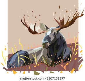 Artistic vector of a resting Moose in abstract illustrative style