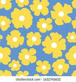 Artistic Vector seamless pattern with hand drawing  flowers, colorful botanical illustration, floral elements. 