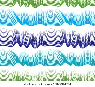 Artistic vector seamless pattern with stylized multicolored waves, colorful curve lines abstract repeat tiling background. Water Wave abstract design.