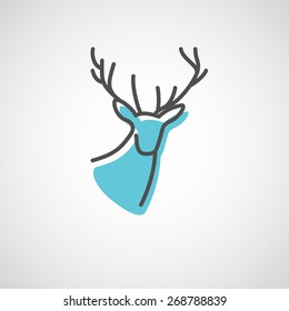 Artistic vector silhouette of a deer. Creative idea of a wild animal icon.
