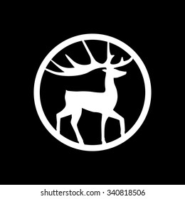 Artistic vector silhouette of a deer white color. Vector icon.