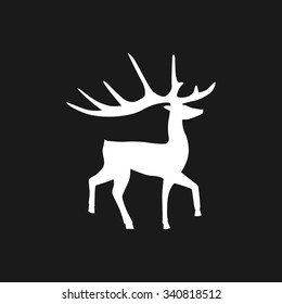 Artistic vector silhouette of a deer white color. Vector icon.