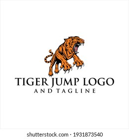 Artistic vector silhouette tiger in jump. Creative idea wild animal icon