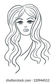 Artistic vector sketch of beautiful girl