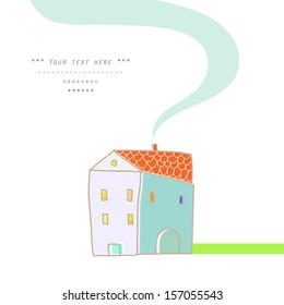 Artistic vector sketch of cottage on a white background