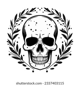 Artistic vector of a skull illustration. Suitable for tattoo, design assets, and logo.