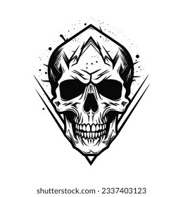 Artistic vector of a skull illustration. Suitable for tattoo, design assets, and logo.