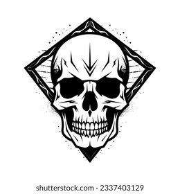 Artistic vector of a skull illustration. Suitable for tattoo, design assets, and logo.