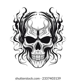 Artistic vector of a skull illustration. Suitable for tattoo, design assets, and logo.