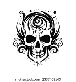 Artistic vector of a skull illustration. Suitable for tattoo, design assets, and logo.