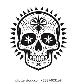 Artistic vector of a skull illustration. Suitable for tattoo, design assets, and logo.