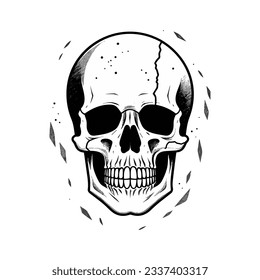 Artistic vector of a skull illustration. Suitable for tattoo, design assets, and logo.