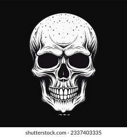 Vector artístico de una ilustración del cráneo. Adecuado para tatuajes, materiales de diseño y logotipo.