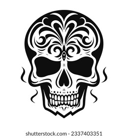 Artistic vector of a skull illustration. Suitable for tattoo, design assets, and logo.