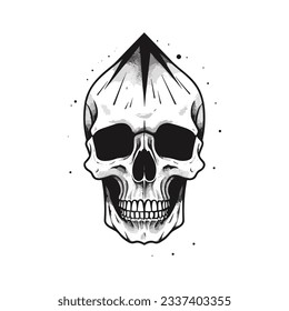 Artistic vector of a skull illustration. Suitable for tattoo, design assets, and logo.