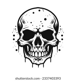 Artistic vector of a skull illustration. Suitable for tattoo, design assets, and logo.